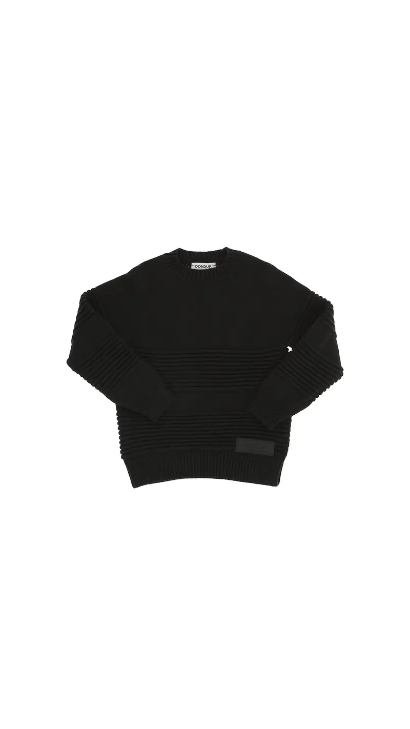 MAGLIONE NERO CON LOGO GOMMATO DONDUP