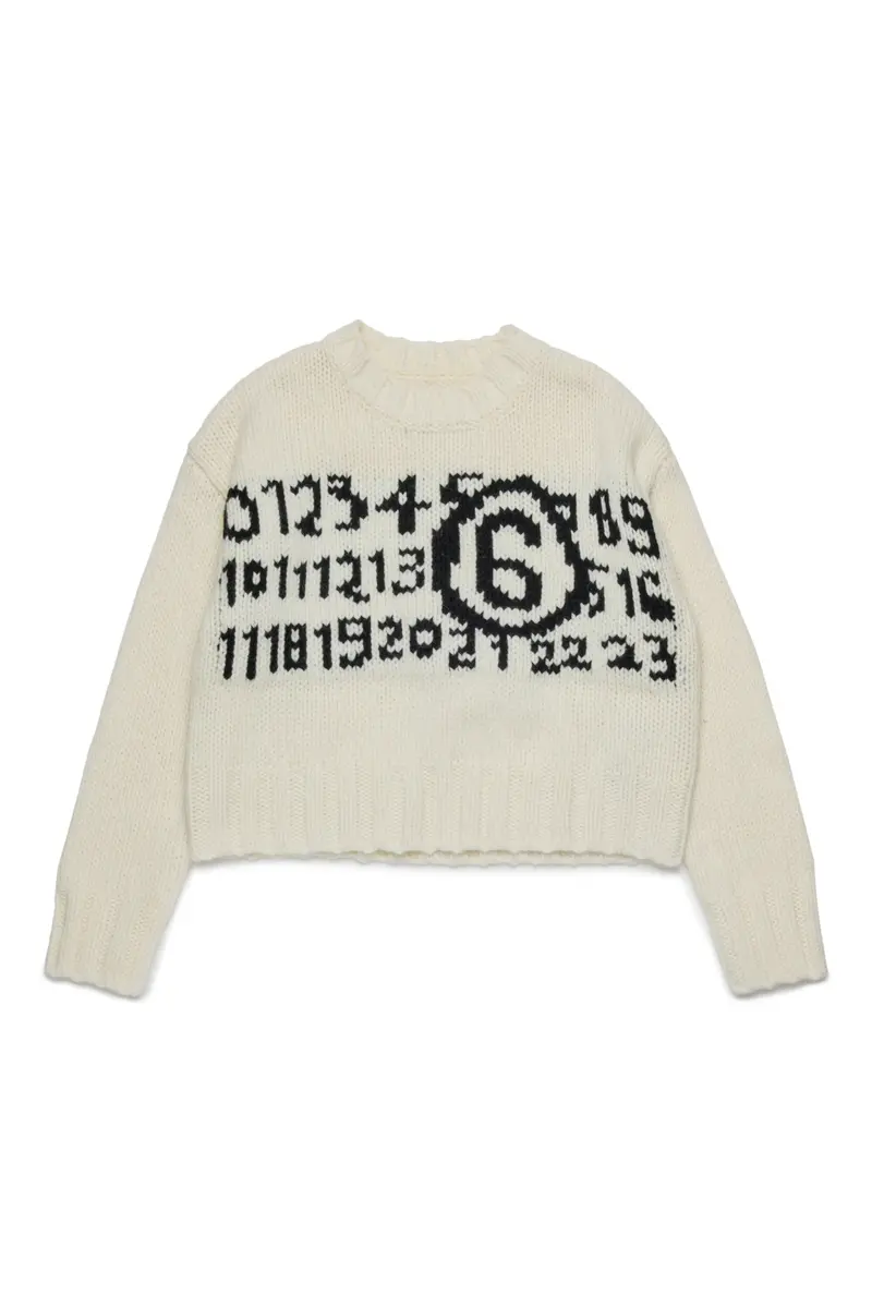 MAGLIONE PANNA CON LOGO NUMERICO MAISON MARGIELA