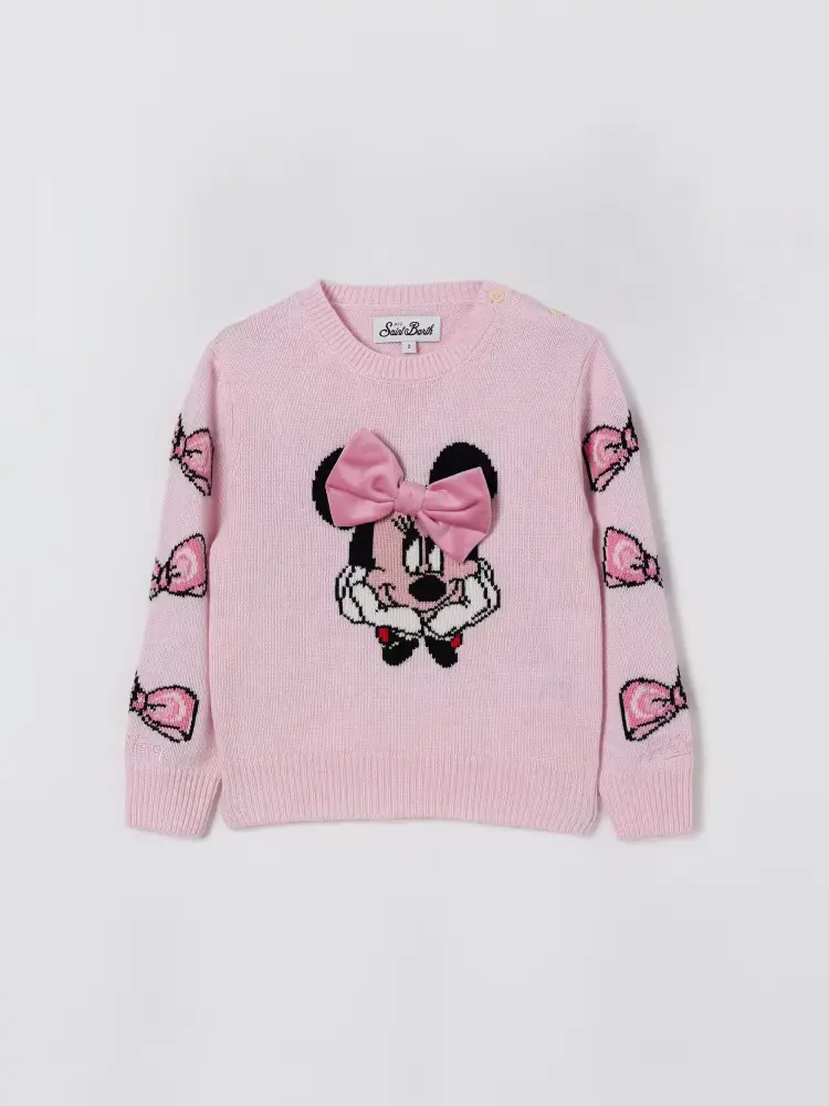 MAGLIONE ROSA CON MINNIE E FIOCCO IN VELLUTO ROSA MC2 SAINT BARTH