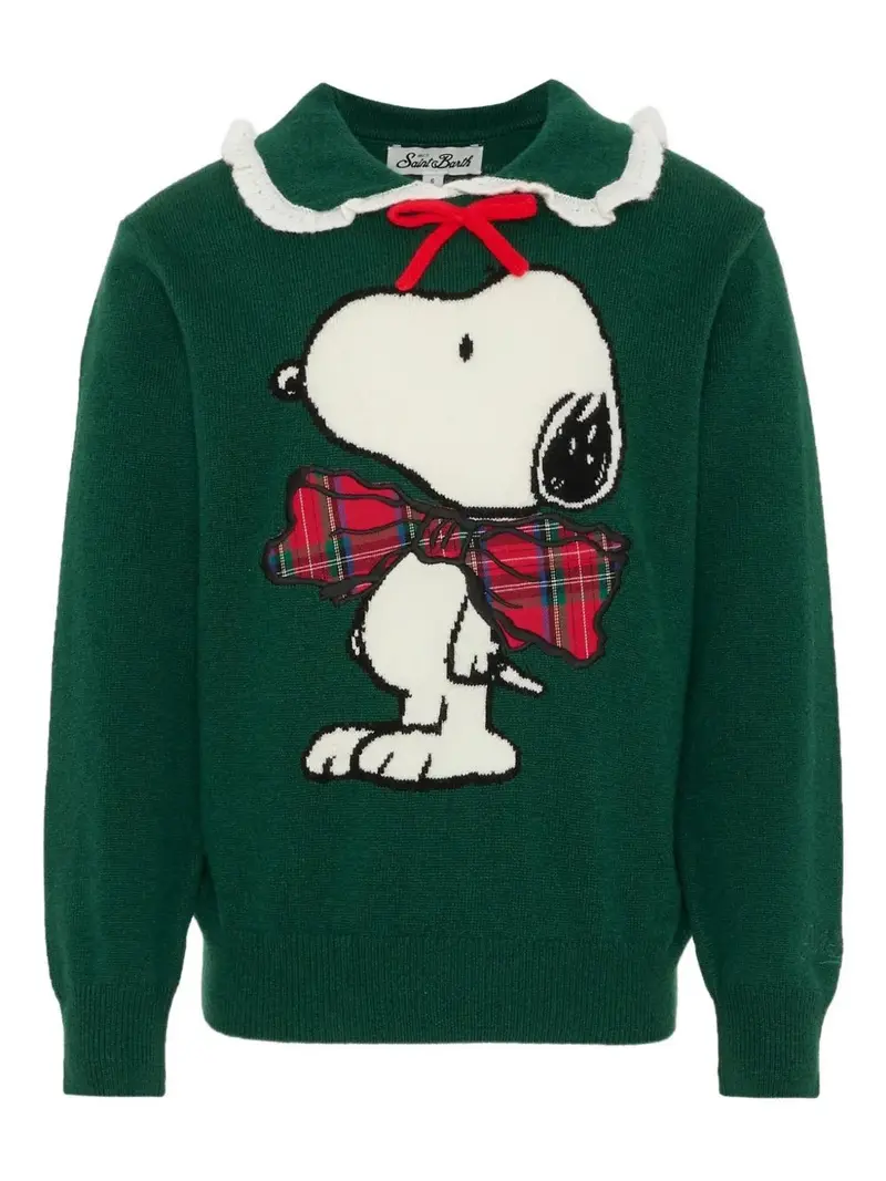 MAGLIONE VERDE CON COLLETTO IN RUCHES SNOOPY MC2 SAINT BARTH