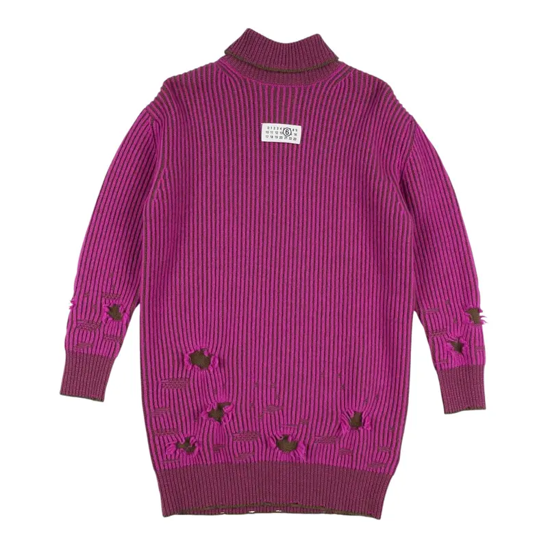 Maison Margiela Abito Manica Lunga tinta unita Collo Alto Viola per Bambina