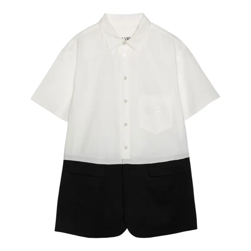 Maison Margiela Abito Mezza Manica Bicolore Bianco/Nero per Bambina