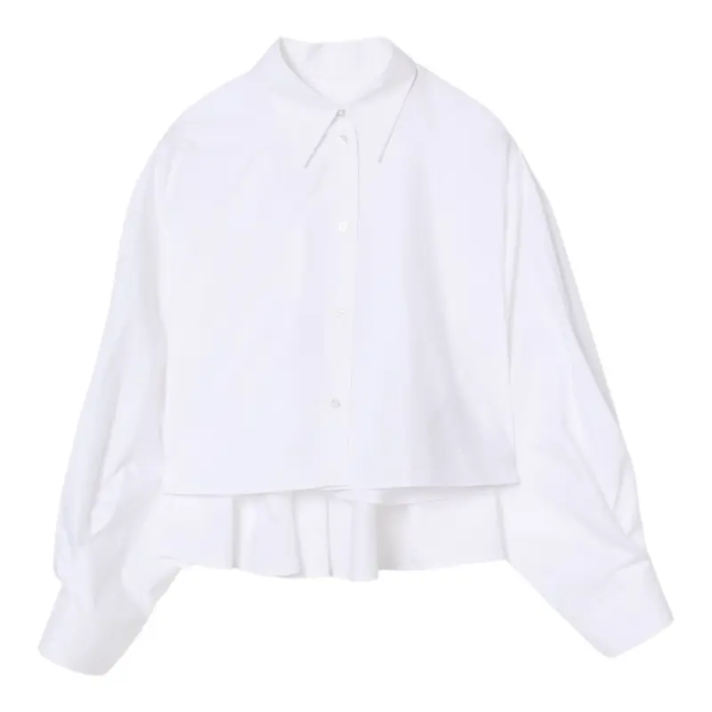 Maison Margiela Camicia Manica Lunga tinta unita con Logo Bianco per Bambina