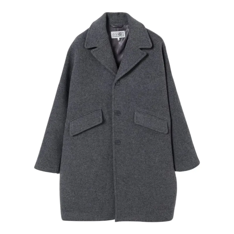 Maison Margiela Cappotto tinta unita con Bottoni Grigio per Bambina