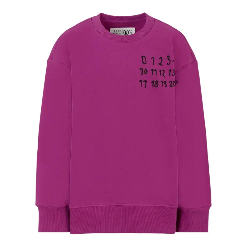 Maison Margiela Felpa Chiusa Girocollo tinta unita con Logo Viola per Bambina
