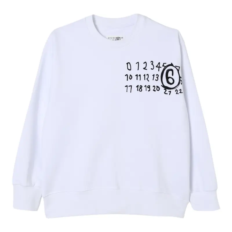 Maison Margiela Felpa tinta unita con Stampa Bianco per Bambino