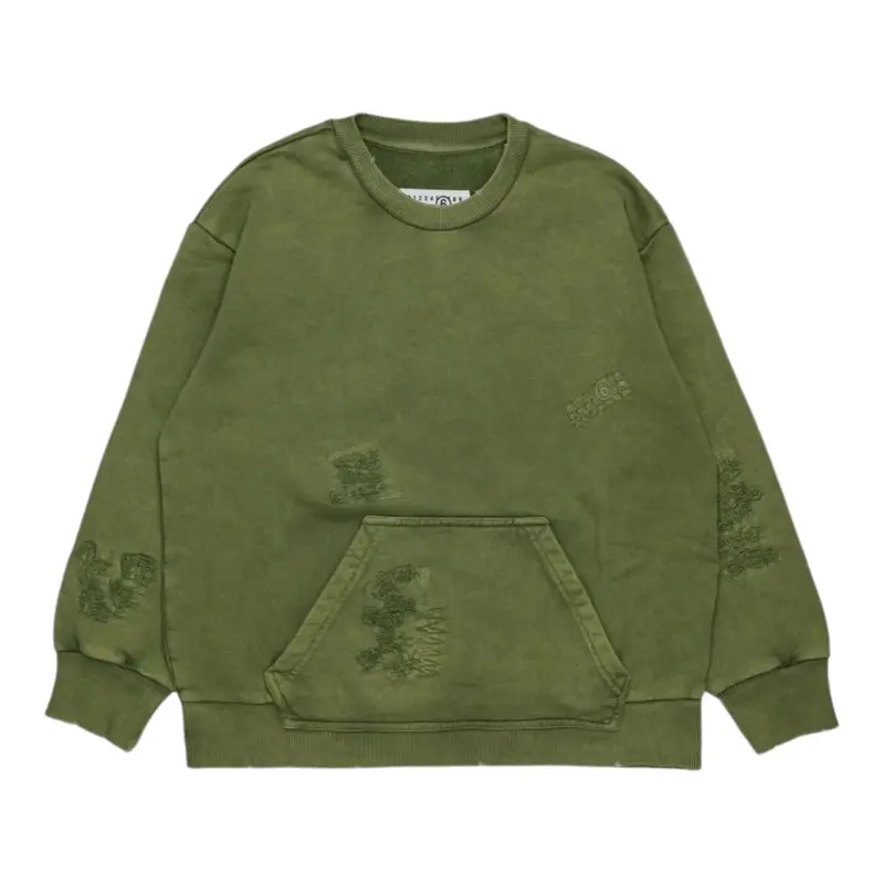 Maison Margiela Felpa tinta unita Girocollo Verde per Bambino