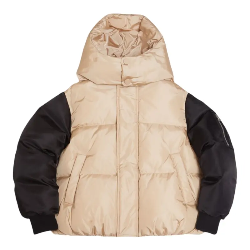 Maison Margiela Giubbino tinta unita con Cappuccio E Maniche In Contrasto Beige per Bambina