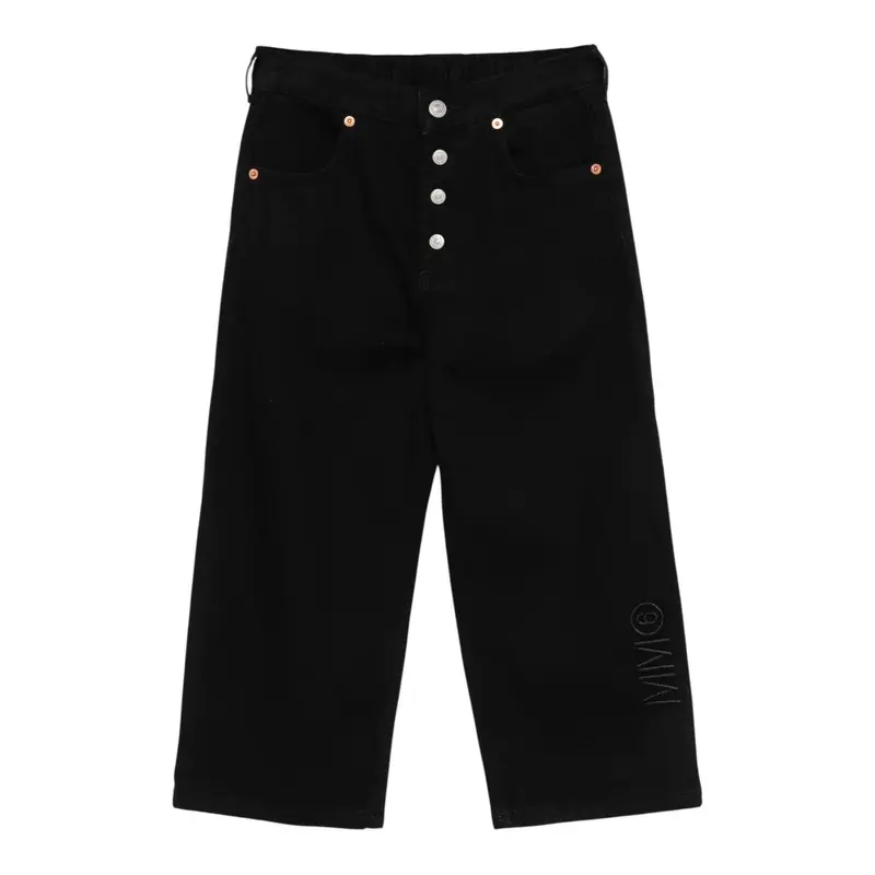 Maison Margiela Jeans tinta unita con Bottoni Nero per Bambino