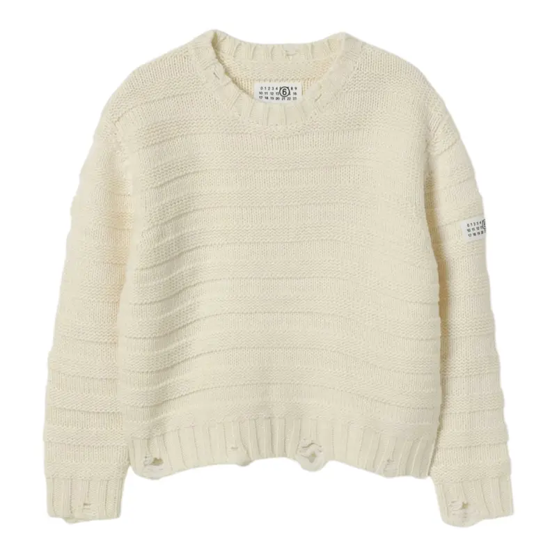 Maison Margiela Maglia Girocollo tinta unita Panna per Bambina