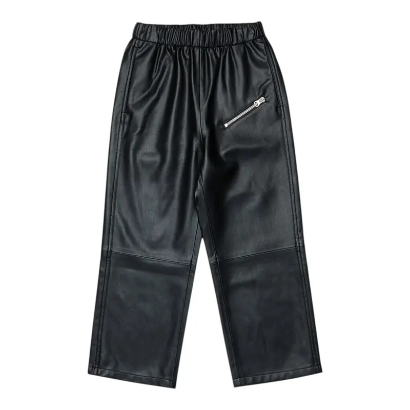 Maison Margiela Pantalone tinta unita In Ecopelle Nero per Bambino
