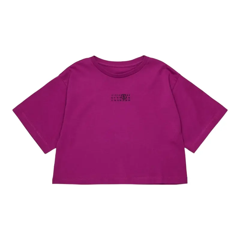 Maison Margiela T-Shirt tinta unita con Stampa Viola per Bambina