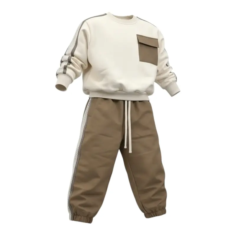 Maison Paris Completo 2Pz Felpa-Pantalone Beige per Bambino