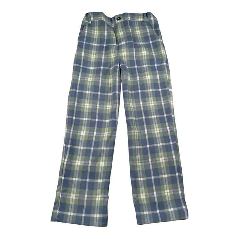 Malvi & Co Pantalone tinta unita con Fantasia A Quadri Azzurro per Bambina