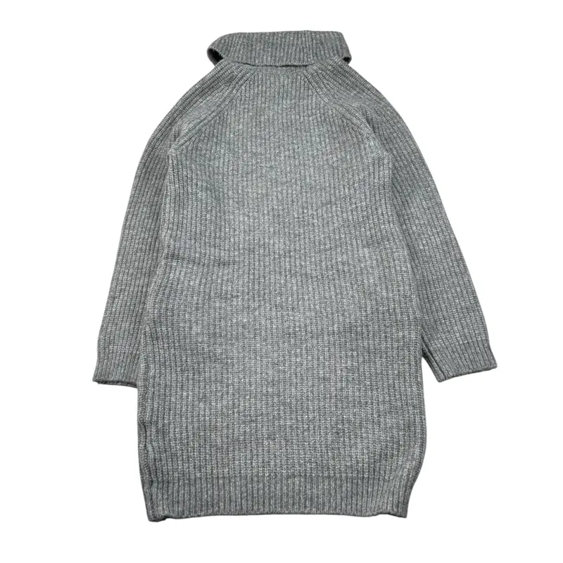 Manila Grace Abito Manica Lunga tinta unita con Collo Grigio per Bambina