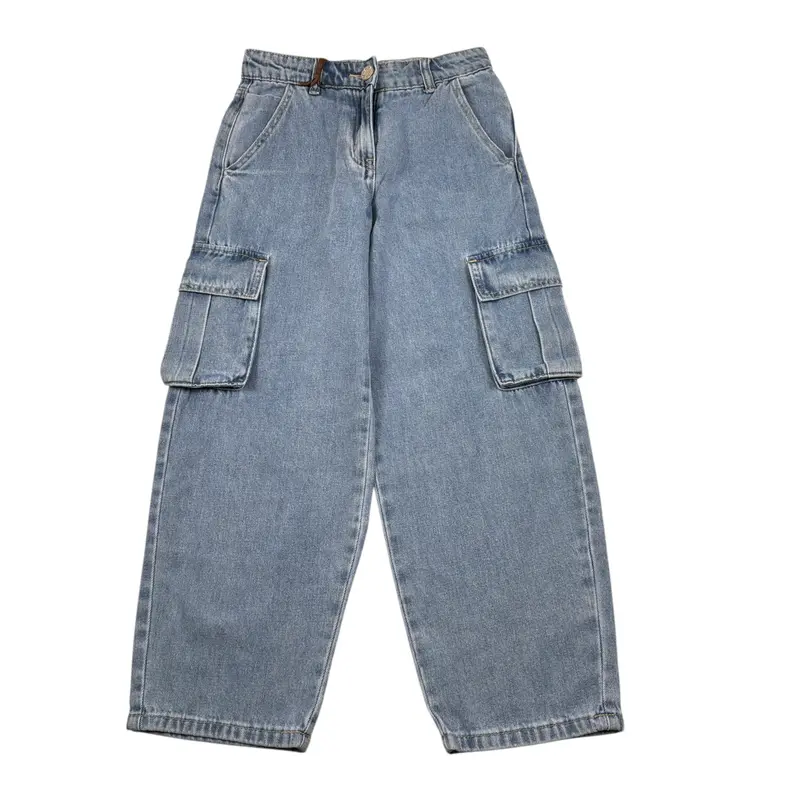 Manila Grace Jeans tinta unita Modello Palazzo Azzurro per Bambina