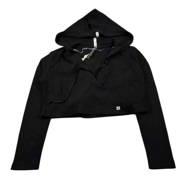 Manila Grace Maglia Ad Incrocio tinta unita con Cappuccio Nero per Bambina