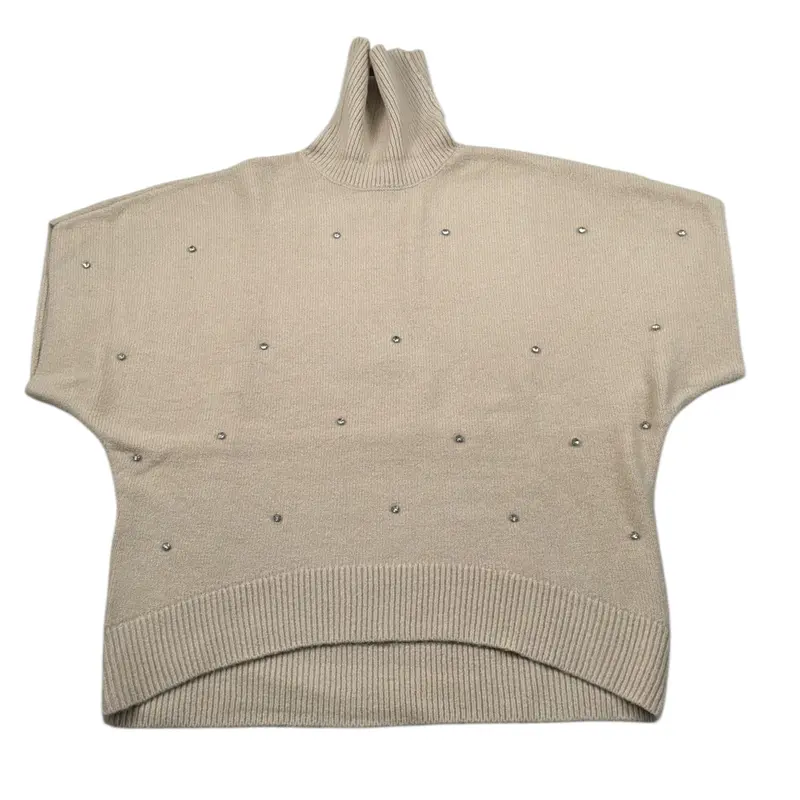 Manila Grace Maglia Mezza Manica Collo Alto Beige per Bambina