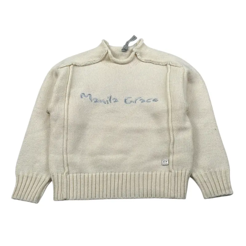 Manila Grace Maglia Mezzocollo tinta unita Crema per Bambina