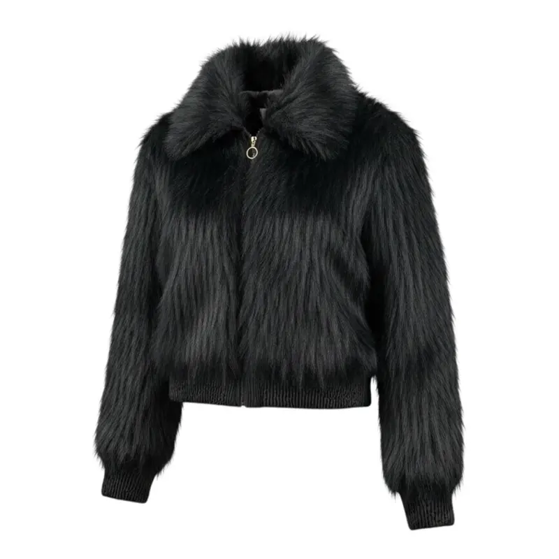 Manila Grace Pelliccia tinta unita con Zip Nero per Bambina