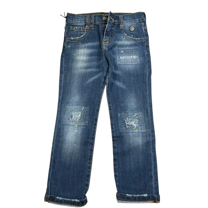 Manuel & Frank Jeans tinta unita con Girovita Regolabile Blu per Bambino