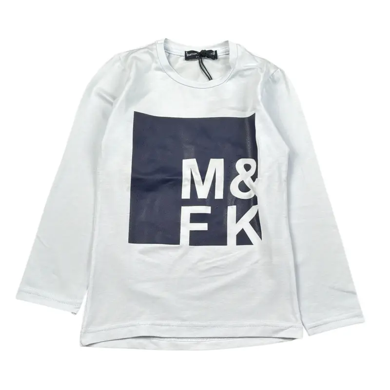 Manuel & Frank Shirt tinta unita Girocollo con Stampa Bianco per Bambino