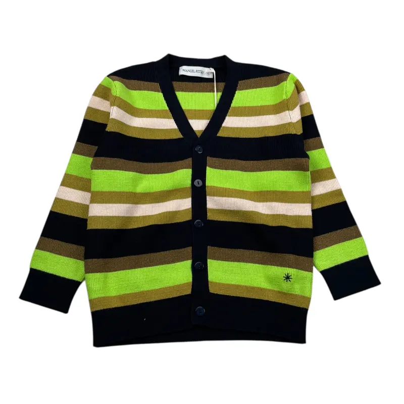 Manuel Ritz Cardigan Multicolor con Fantasia A Righe Multicolor per Bambino