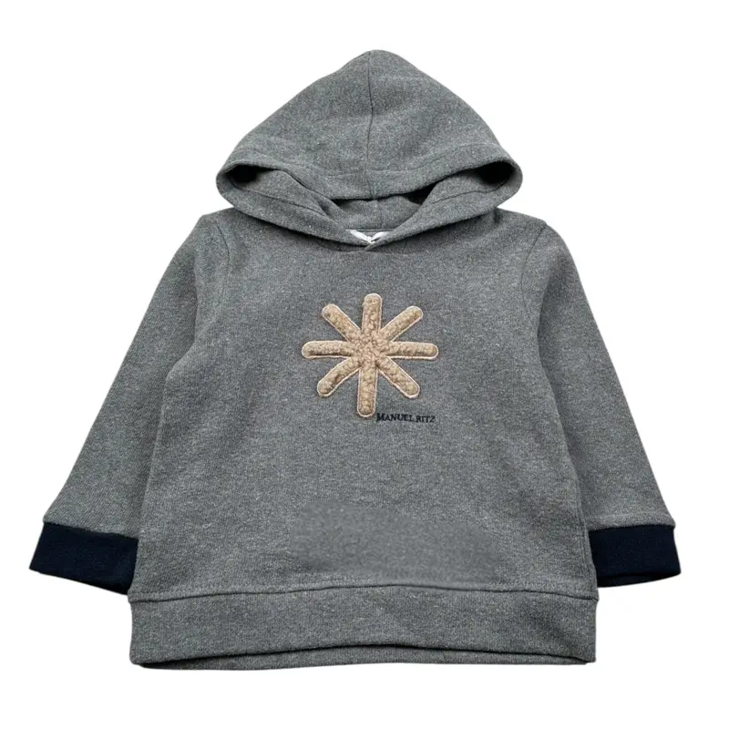 Manuel Ritz Felpa Chiusa con Cappuccio tinta unita Grigio per Bambino