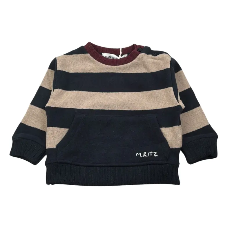 Manuel Ritz Felpa Chiusa Girocollo Bicolore Rosso/Beige per Bambino