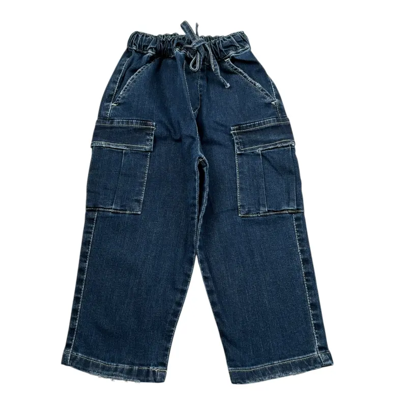 Manuel Ritz Jeans tinta unita con Elastico In Vita Blu per Bambino