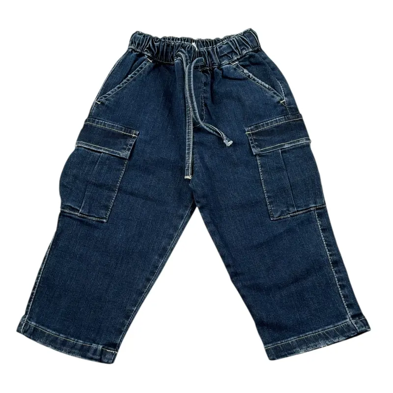 Manuel Ritz Jeans tinta unita con Elastico In Vita Blu per Neonato