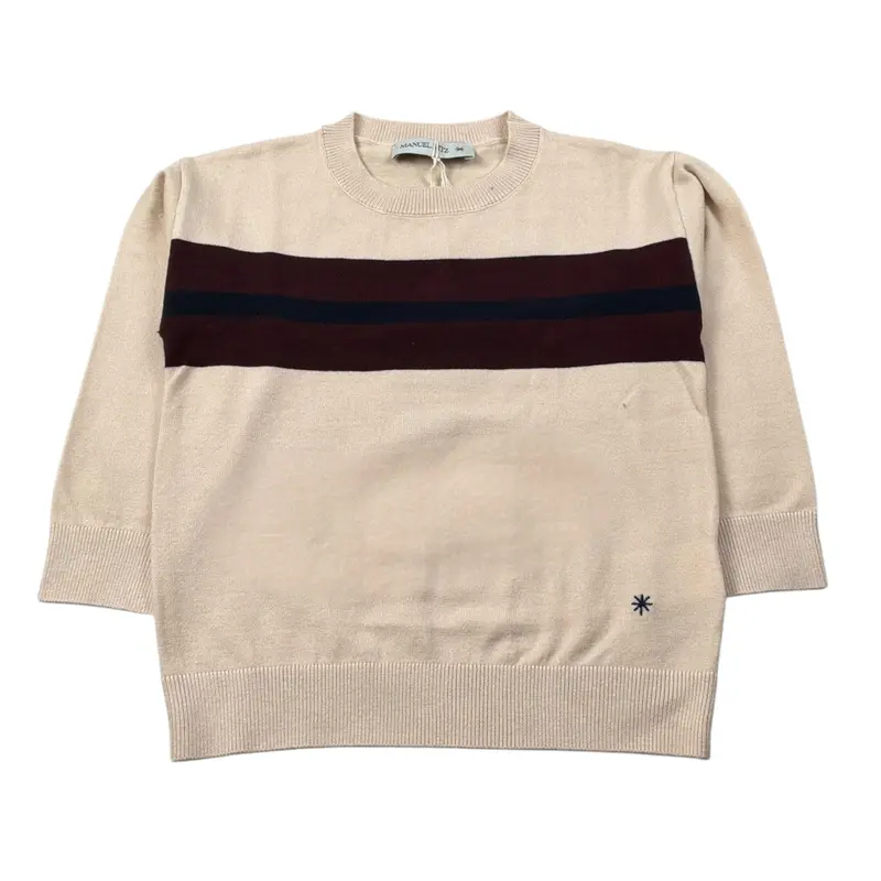 Manuel Ritz Maglia Girocollo tinta unita con Logo Beige per Bambino