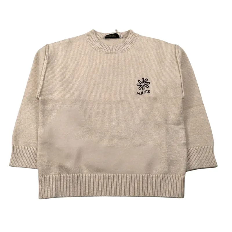 Manuel Ritz Maglia Girocollo tinta unita Crema per Bambino