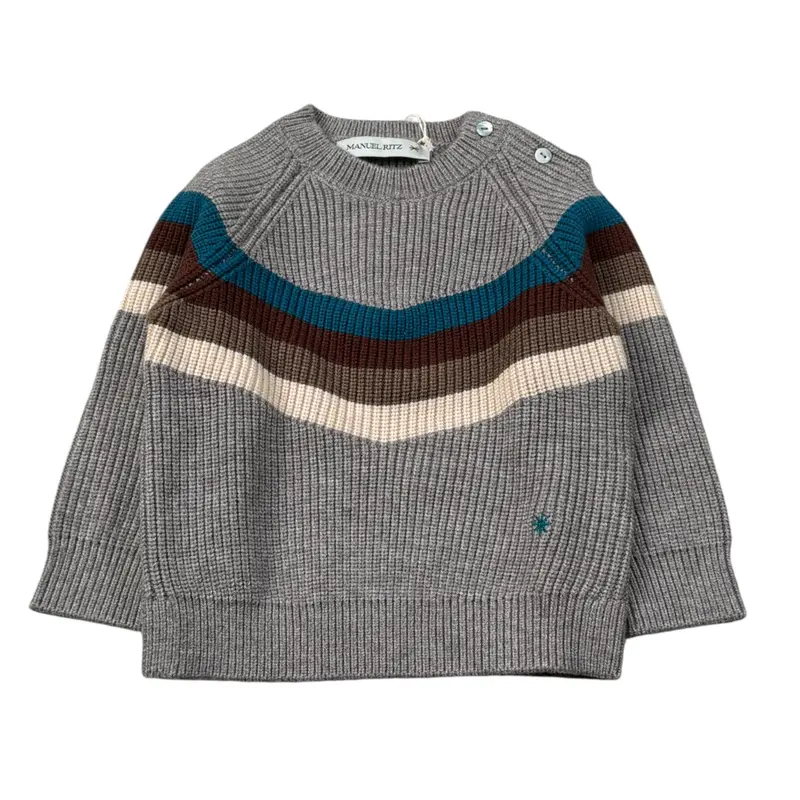 Manuel Ritz Maglia tinta unita Girocollo Grigio per Bambino