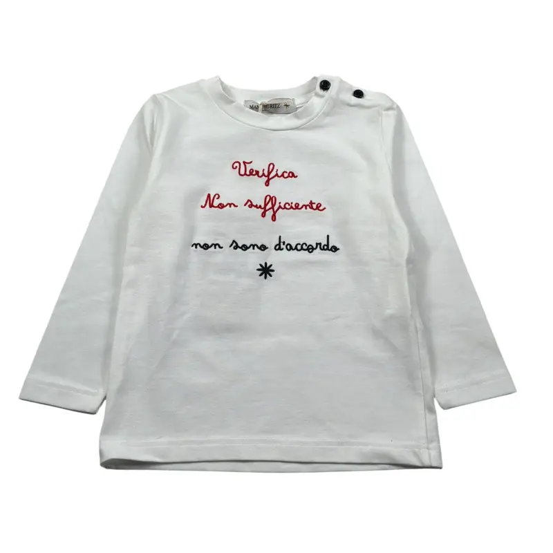 Manuel Ritz Shirt Girocollo tinta unita con Ricami Bianco per Neonato