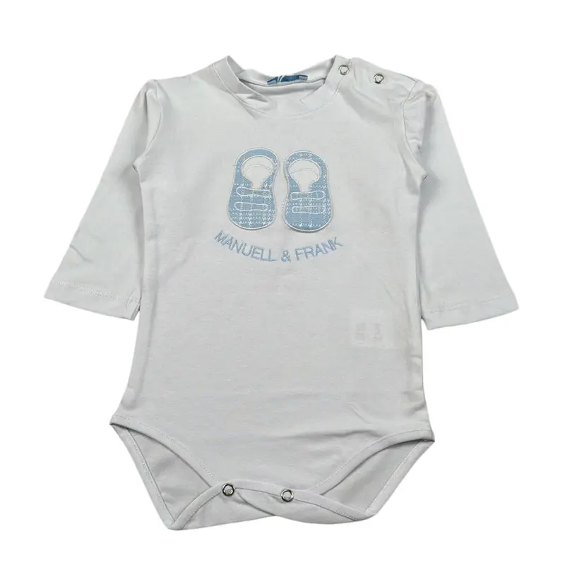 Manuell & Frank Body Manica Lunga tinta unita Bianco per Neonato