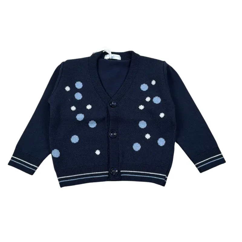 Manuell & Frank Cardigan tinta unita con Ricami Blu per Neonato