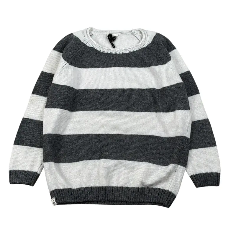 Mapero' Maglia Bicolore con Fantasia A Righe Bianco/Grigio per Bambino