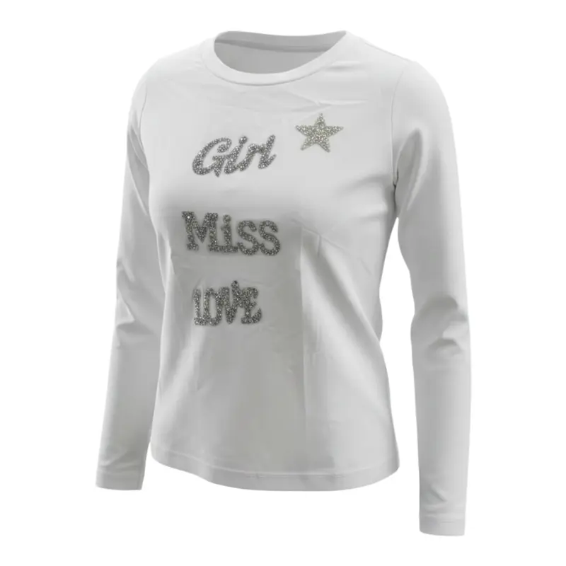 Marc Ellis Shirt tinta unita con Paillettes Bianco per Bambina