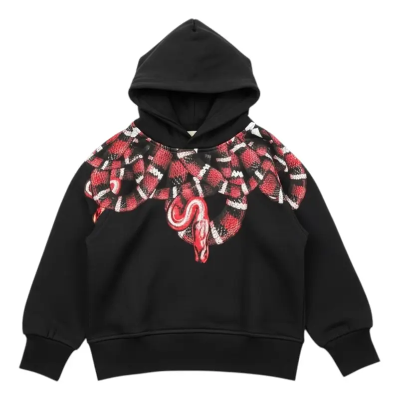 Marcelo Burlon Felpa tinta unita con Cappuccio E Stampa Nero per Bambino