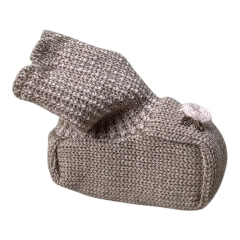 Marlu' Babbucce tinta unita In Maglia Beige per Neonata