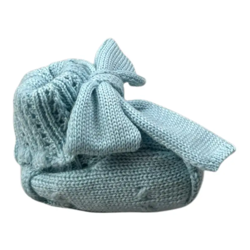 Marlu' Babbucce Tricolore con Fiocco Azzurro per Neonata