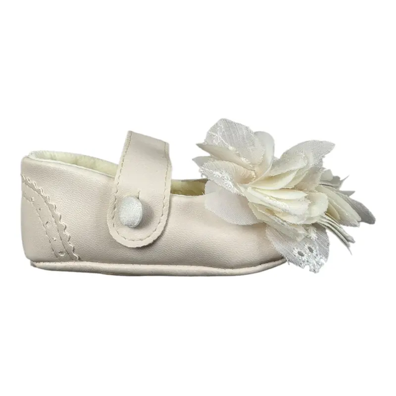 Marlu' Ballerine tinta unita con Fiore Panna per Neonata