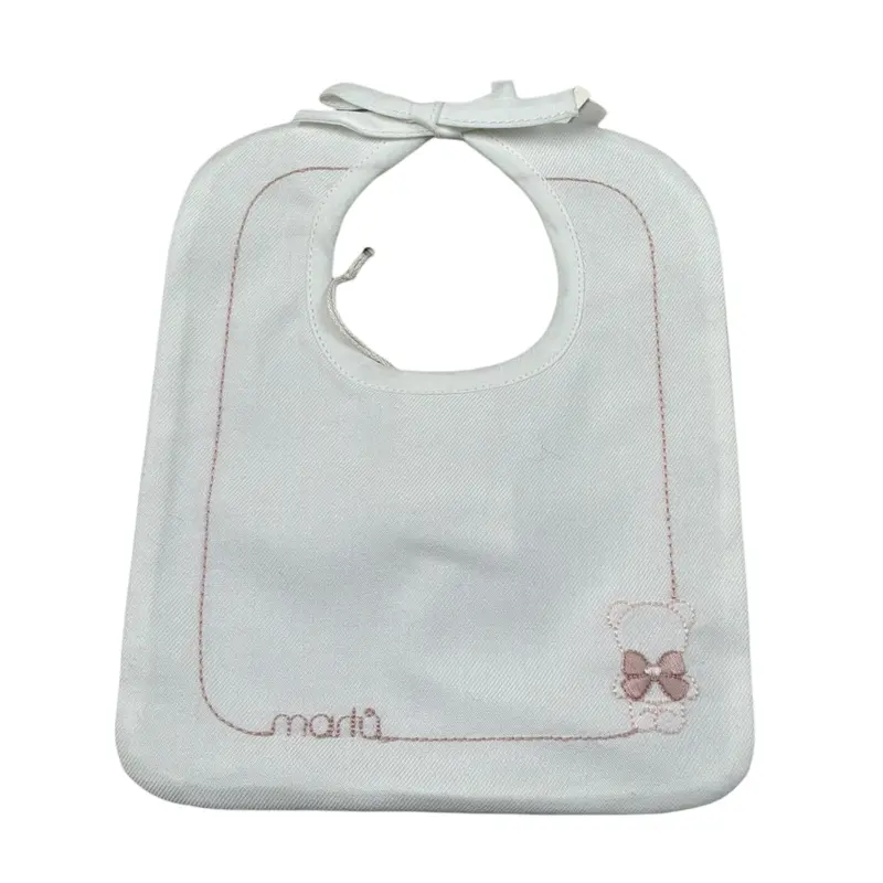 Marlu' Bavetta tinta unita con Ricami Bianco per Neonata