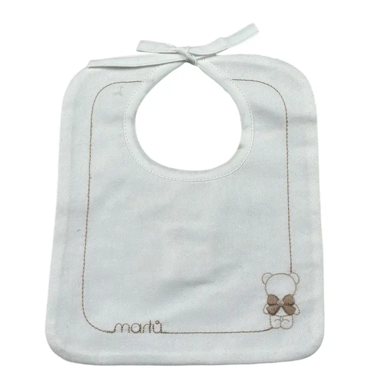 Marlu' Bavetta tinta unita con Ricami Panna per Neonato