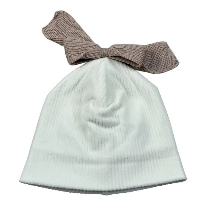 Marlu' Cappello tinta unita con Fiocco Panna per Neonata