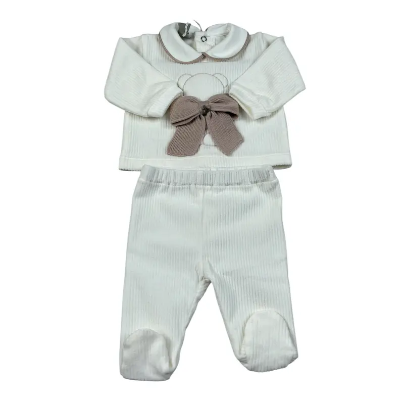 Marlu' Completo 2 Pezzi Maglia-Ghettina tinta unita Panna per Neonato