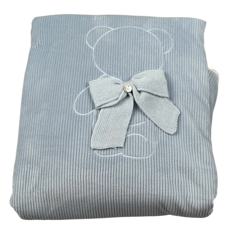 Marlu' Coperta Bicolore In Ciniglia Azzurro per Neonato