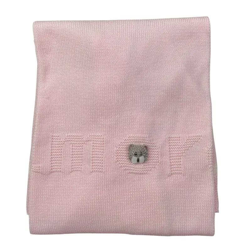 Marlu' Coperta tinta unita con Applicazioni Rosa per Neonata