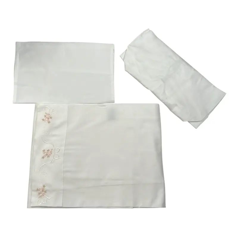 Marlu' Set Lenzuola 3Pz tinta unita con Stampa Bianco per Neonata